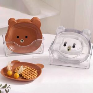 8 plates set with bear design stand for home dining use