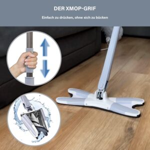 XMOP floor mop with microfiber head used for easy home cleaning
