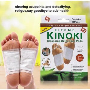 Foot cleansing pads applied on feet for overnight relaxation and comfort